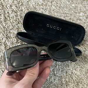 Gucci Gray Gradient Rectangular Sunglasses